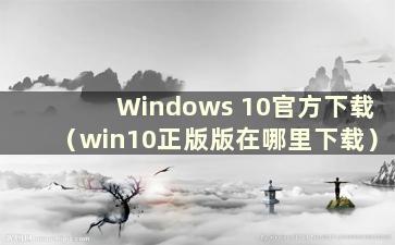 Windows 10官方下载（win10正版版在哪里下载）
